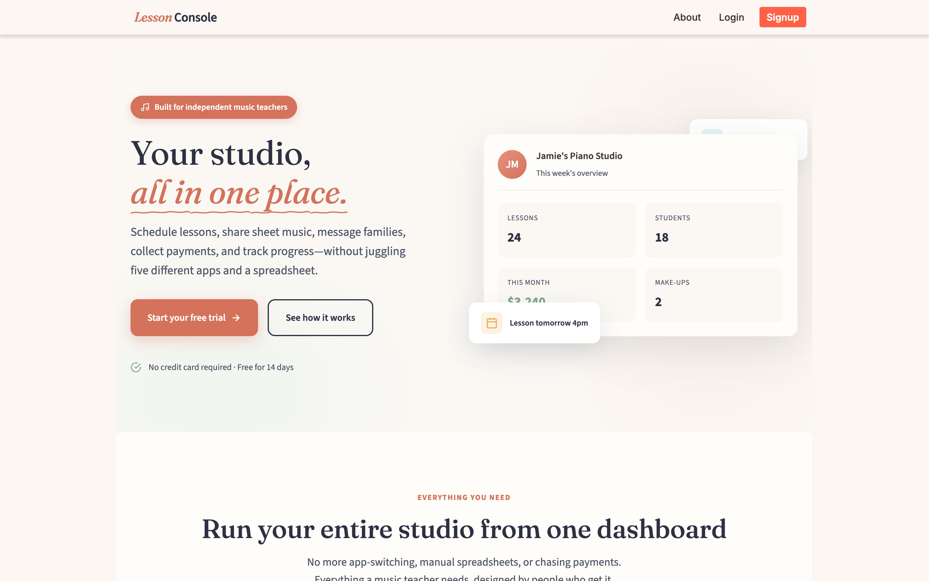 Lesson Console screenshot
