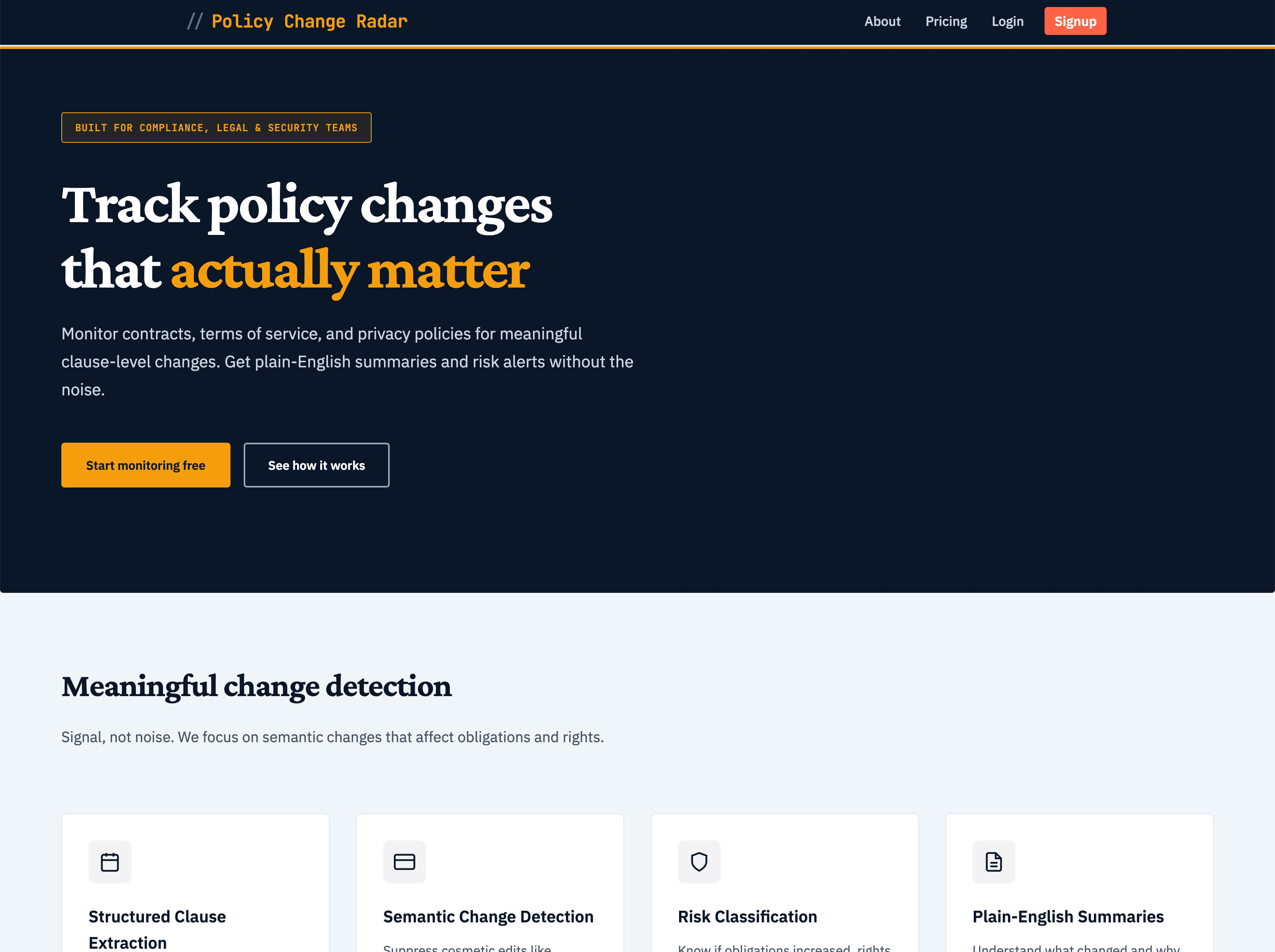 Policy Change Radar screenshot